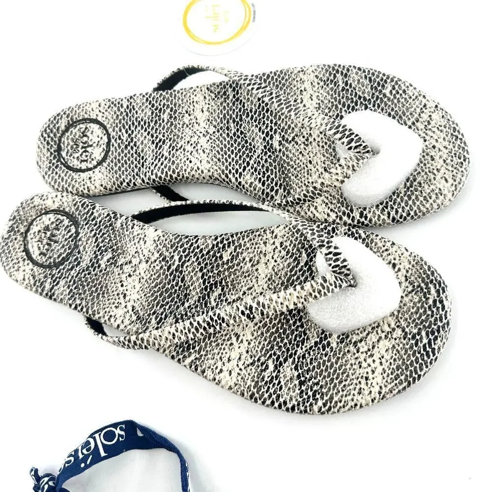 Solei Sea Women's Python Gray Thong Sandals Size 8